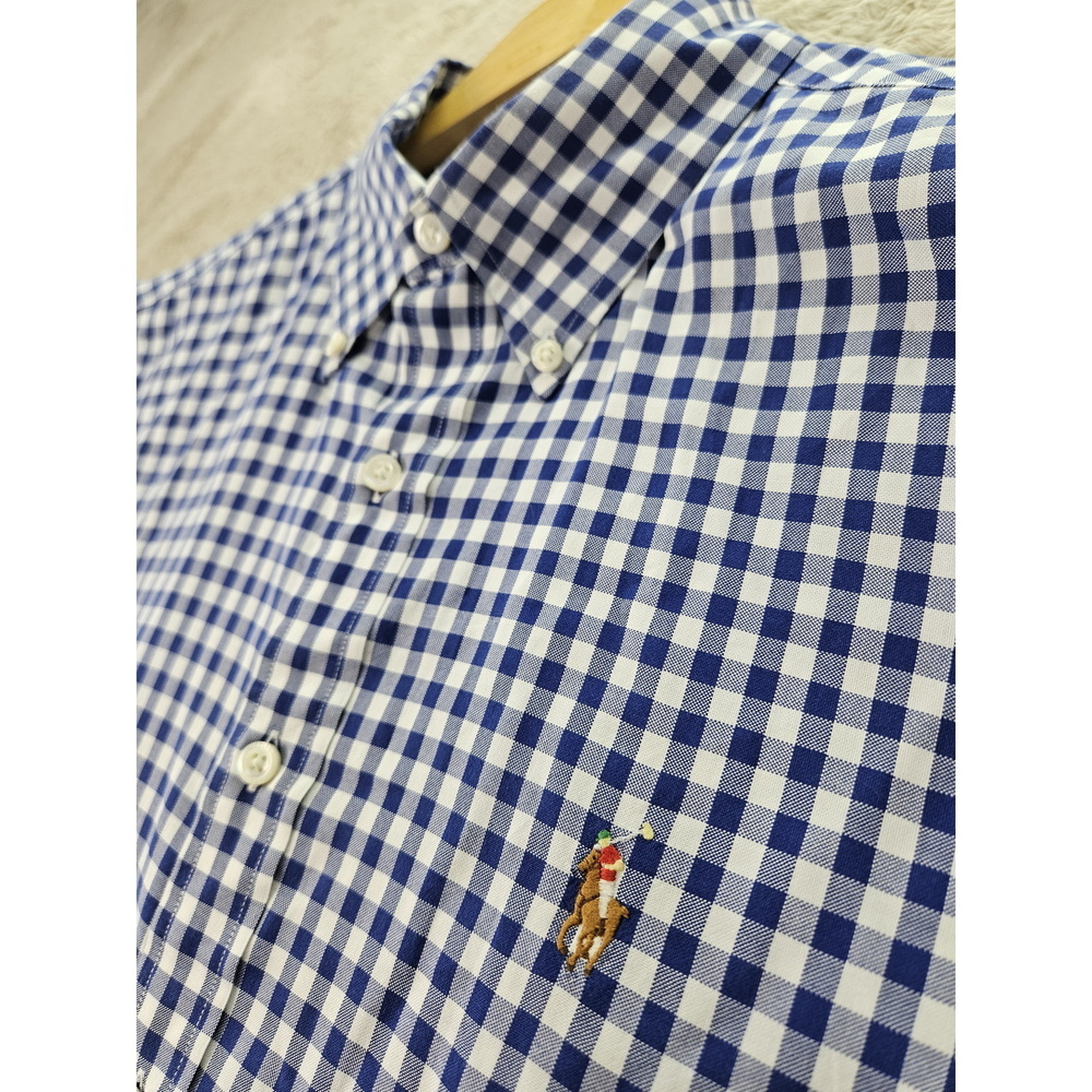 Ralph Lauren Slim Fit Gingham Oxford Shirt Plaid 100% Cotton Dress Shirt - Picture 5 of 10